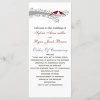 whimsy tree red lovebirds Wedding program