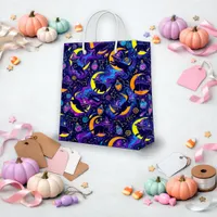 Mystic Purple Galaxy Witch Cat Medium Gift Bag