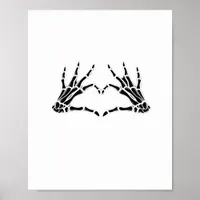 Heart Shaped Skeleton Hands Unique Art Vintage Poster