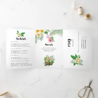 Watercolor Exotic Aloha Luau Bachelorette Weekend  Tri-Fold Invitation