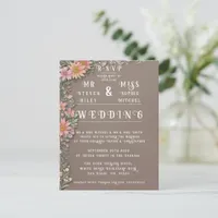 Elegant Floral Wedding Invitation Sets Postcard