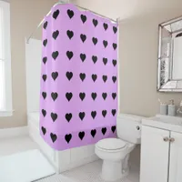 Goth Pink and Black Heart Design Shower Curtain