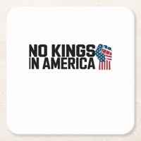 No Kings In America USA Vintage Graphic Square Paper Coaster