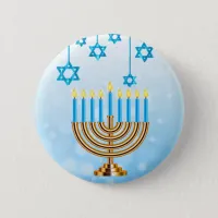 Happy Hanukkah Menorah Button