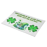 Cute St Patrick's Gnome Sleeping on grey | Cloth Placemat