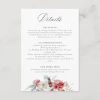 Elegant Christmas Floral Winter Wedding Details Enclosure Card