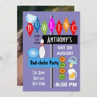 Couples Baby Shower Dad-chelor Retro Bowling Party Invitation