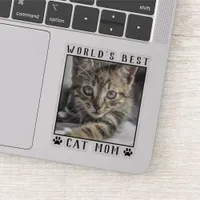 World's Best Cat Mom Paw Prints Pet Photo Frame Sticker
