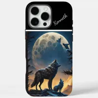 Moonlit Night with Howling Wolf iPhone 16 Pro Max Case