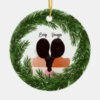 Girly Modern Friends Forever BFF Merry Christmas Ceramic Ornament