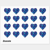 Camouflage Dark Blue & Purple Heart Sticker