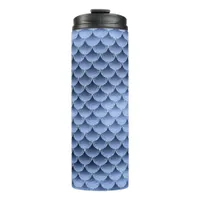 Navy Blue Glitter Mermaid Scale Pattern Thermal Tumbler