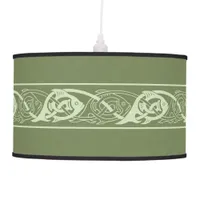 Celtic Knotwork Fish in Green Hanging Lamp