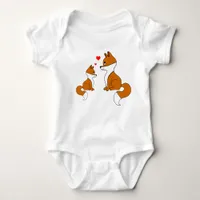 Cut foxes with hearts, hand drawn  baby bodysuit