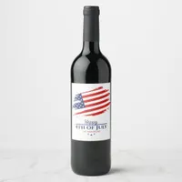 Grunge American Flag Happy 4th July ID1104 Wine Label