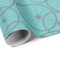 Manly Blue Cyclist Bike Wheels Patterned Wrapping Paper