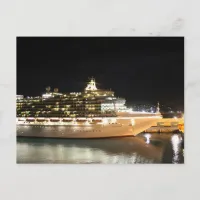 MV Ventura Cruise Ship at Night Postcard