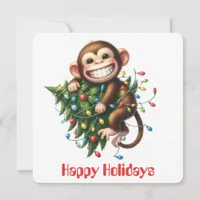 Funny Monkey Holiday Greeting Card