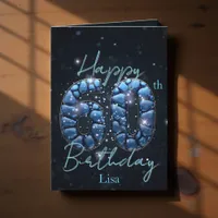 Elegant Sapphire Blue and Black 60th Birthday Card