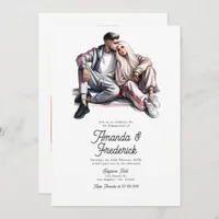 Modern Engagement Party Photo Invitation