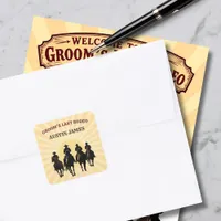 Last Rodeo Cowboys Sunset Groom's Name Bachelor Square Sticker