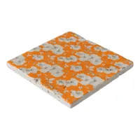 Watercolor White Orchid on Orange | Trivet