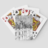 Line of Amish Horses Black and white Poker Cards