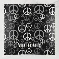 Scattered Peace Signs Black and White SPST Trinket Tray