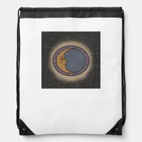 Whimsigoth Moon Print Drawstring Bag