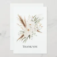 Watercolor White Bohemian Floral Boho Wedding Thank You Card