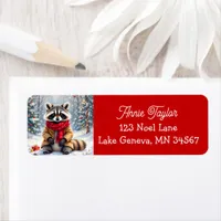 Cute Whimsical Raccoon Christmas Label