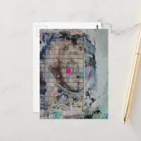 Unique person mixed media Collage pink star Postcard