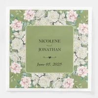 Elegant Floral Embrace Wedding Paper Dinner Napkins