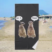 Funny, cute meerkats in conversation   beach towel