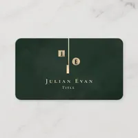Elegant Artistic Monogram Dark Emerald Green Gold Business Card