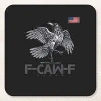 F-Caw-F Cow Funny Bird USA Vintage Flag Funny Humo Square Paper Coaster