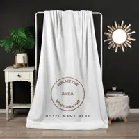 Hotel Guest House Name Logo White Fleece Blanket