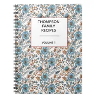 Stylish Floral Neutrals Personalized Recipe  Notebook