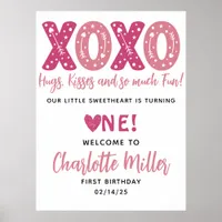 XOXO Hugs & Kisses Valentine's Day 1st Birthday  Poster