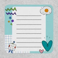 Square Cute Doodle Cartoon Memo Notes Patch