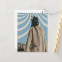 Surreal Blackbird Collage Postcard