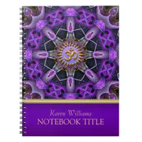 Yoga Golden Om Purple Fractal Mandala Notebook