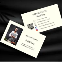 Private chef ivory photo catering QR code Business Card