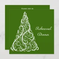 Green Christmas Winter Wedding Rehearsal Dinner Invitation