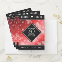 Elegant 80th Ruby Wedding Anniversary Celebration Pocket Folder