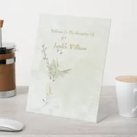 Dove and golden leaves pedestal sign 