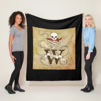 Jolly Roger Monogram Initial  Fleece Blanket