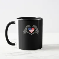 Skeleton Hand Heart 4th Of American Flag Patriotic Mug