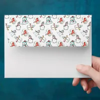 Cute Snowman Pattern White Christmas Holiday Envelope