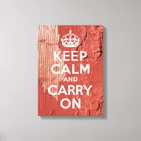Peeling Red Barn Paint Keep Calm in White Canvas Print